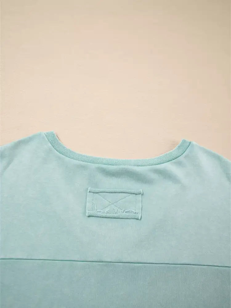 Mineral Wash Exposed Seam Buttoned V Neck Top