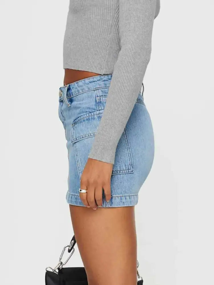 Mini Cargo Denim Skirt with Pockets