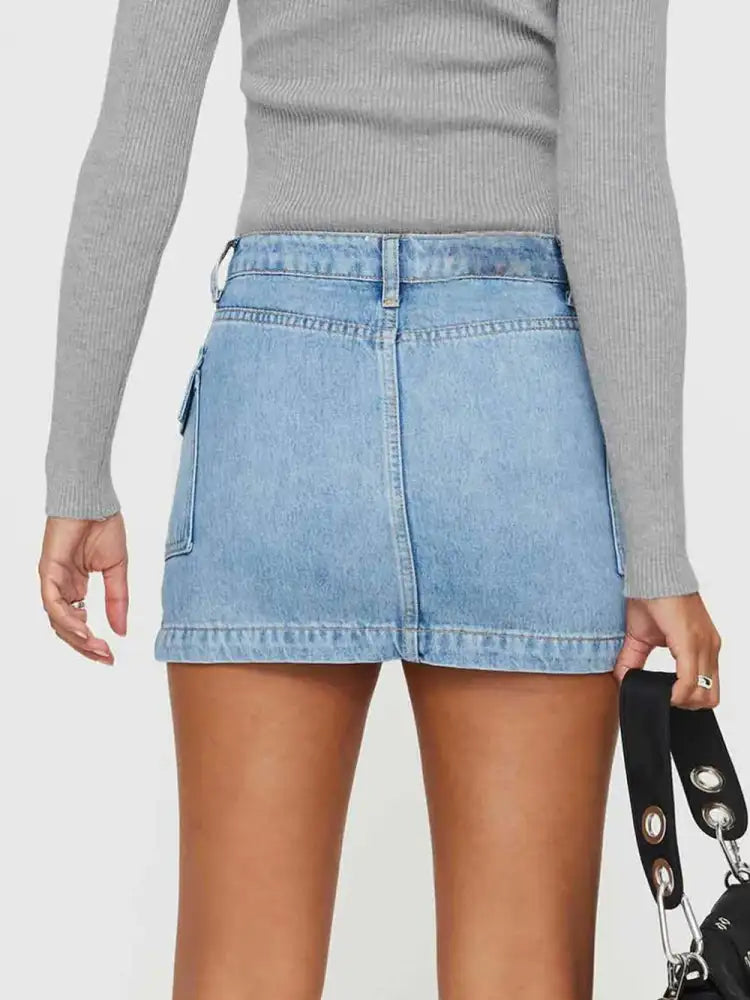 Mini Cargo Denim Skirt with Pockets