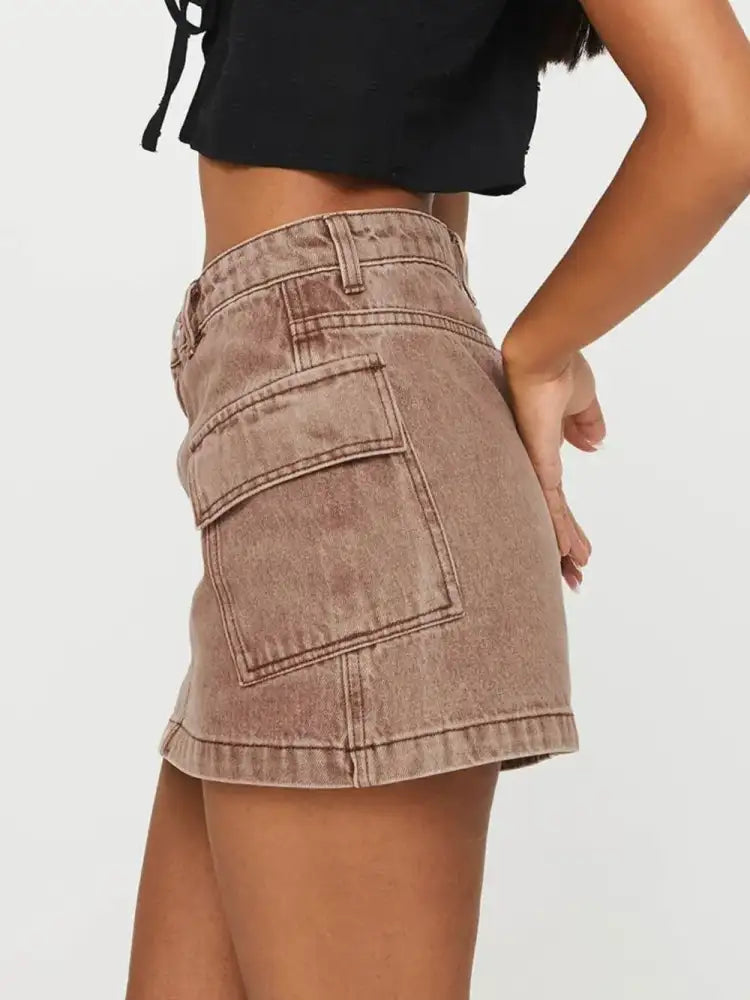 Mini Cargo Denim Skirt with Pockets