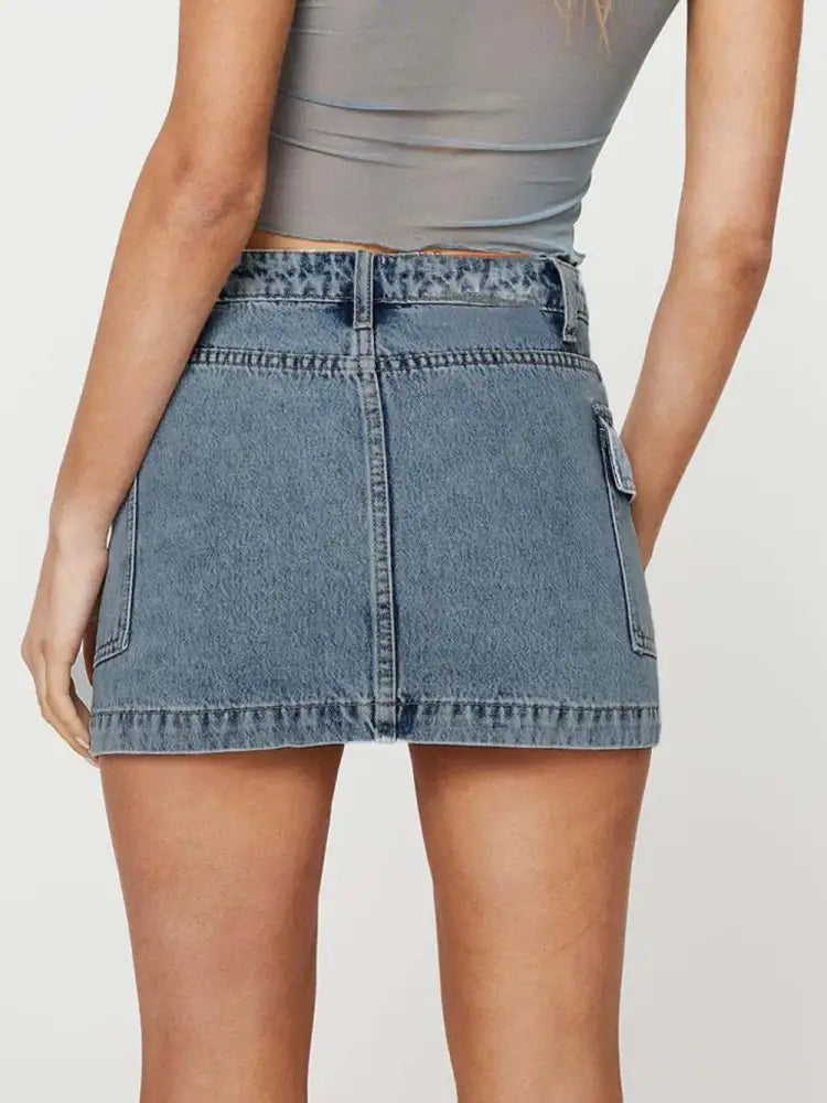Mini Cargo Denim Skirt with Pockets