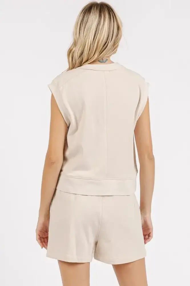 Mittoshop French Terry Crew Neck Top and Shorts Set