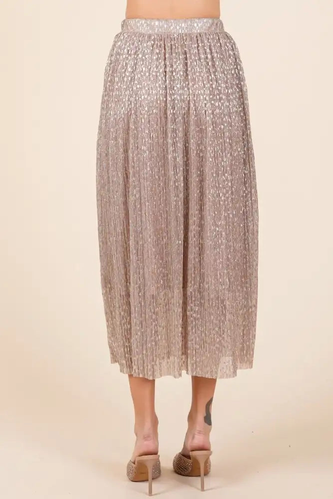 Mittoshop Metallic Glitter Speckle Print Elastic Midi Skirt