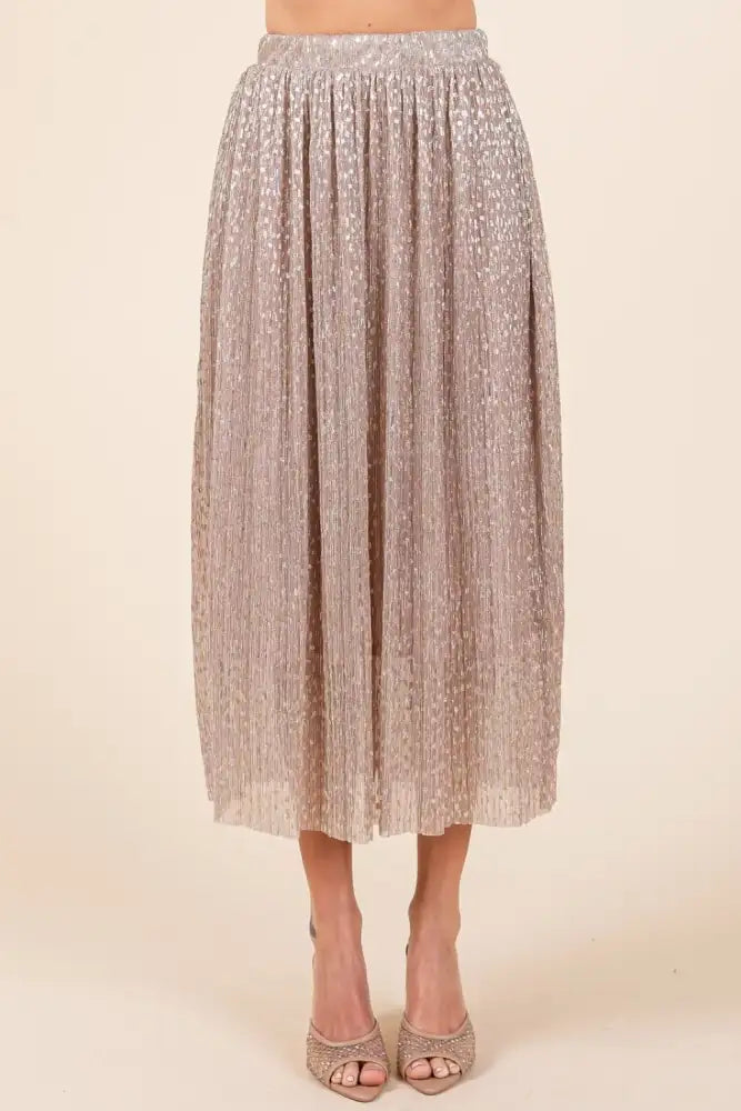 Mittoshop Metallic Glitter Speckle Print Elastic Midi Skirt