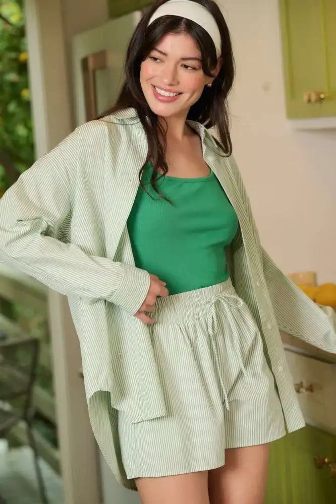 Mittoshop Striped Shirt and Shorts Set