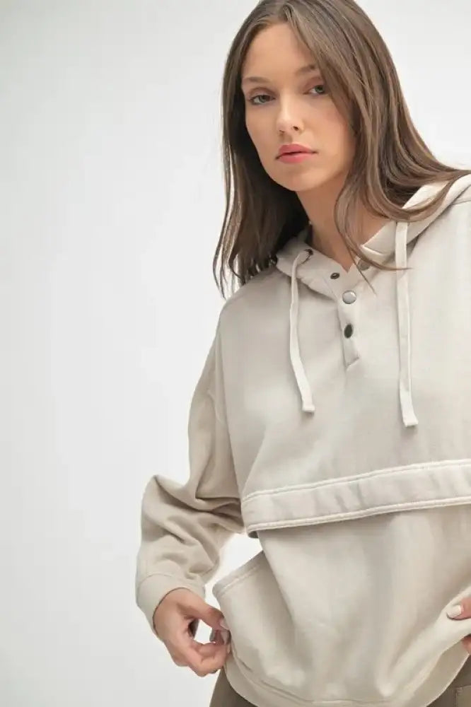 MONO B Drift Burnout Fleece Snap Hoodie