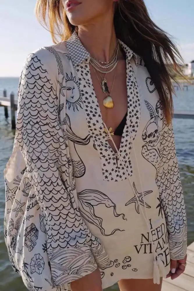 Nautical Print Top and Shorts Set