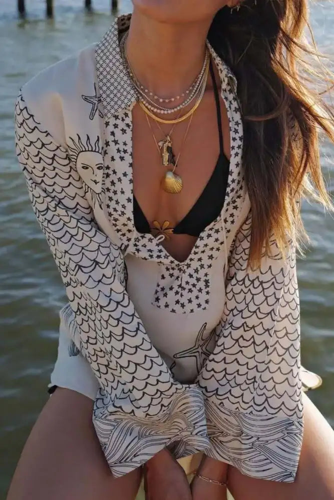 Nautical Print Top and Shorts Set