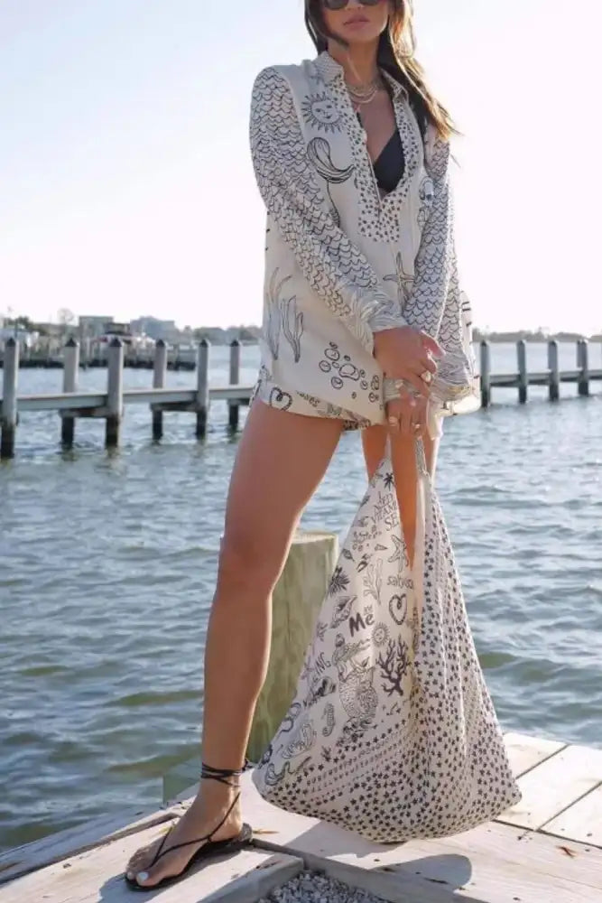 Nautical Print Top and Shorts Set