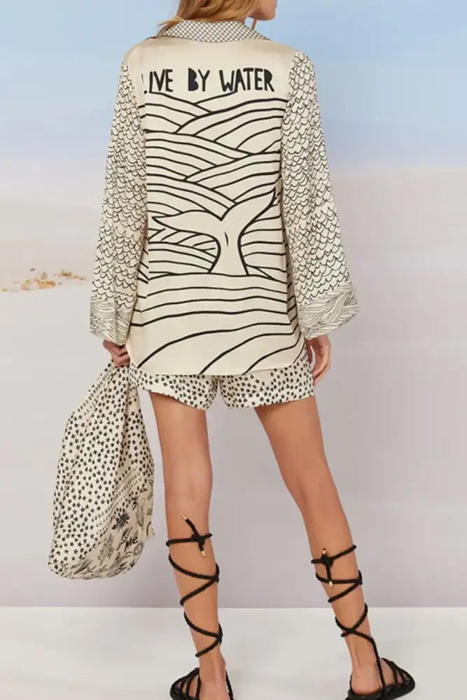 Nautical Print Top and Shorts Set