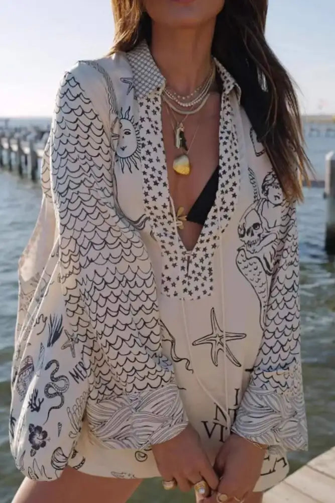 Nautical Print Top and Shorts Set