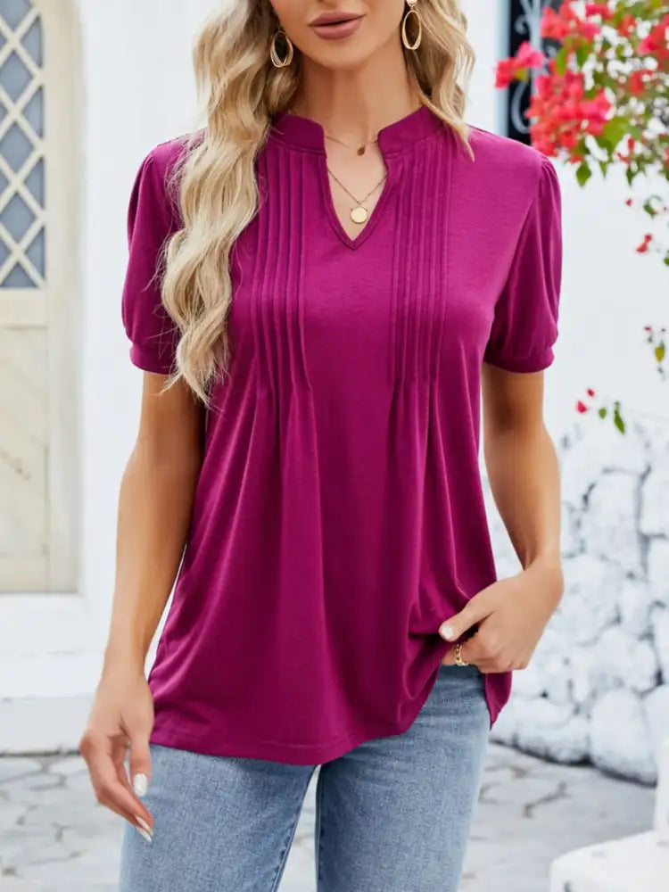 Notched Short Sleeve T-Shirt