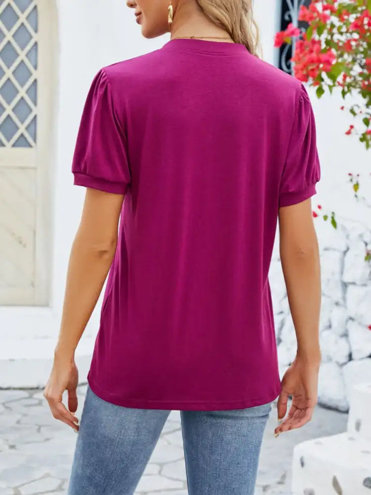 Notched Short Sleeve T-Shirt