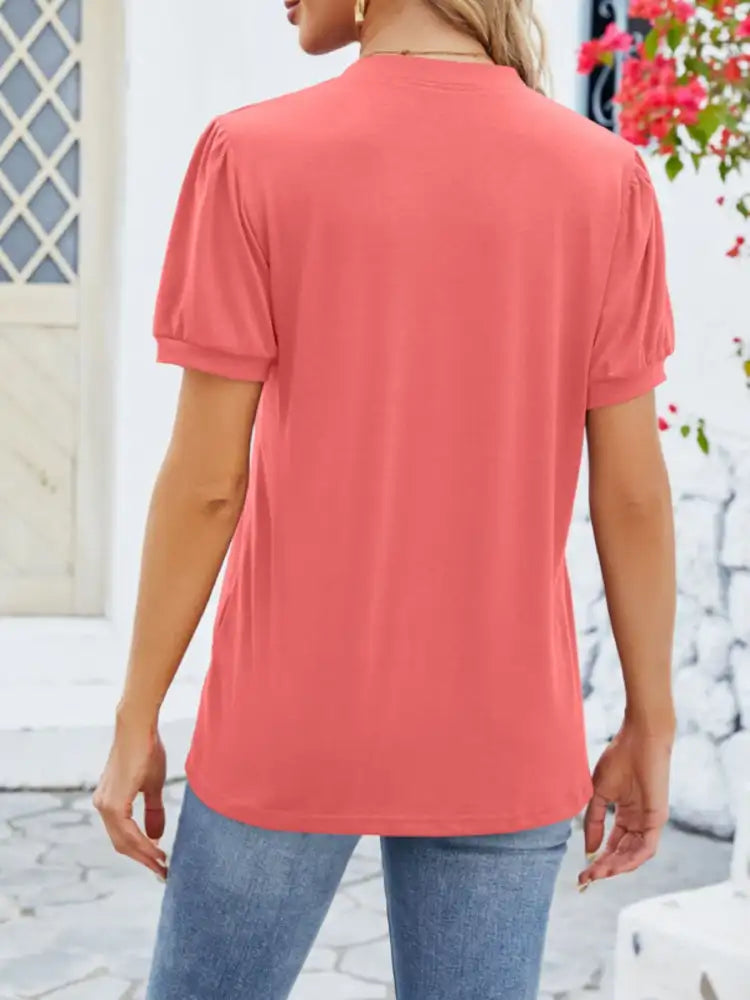 Notched Short Sleeve T-Shirt