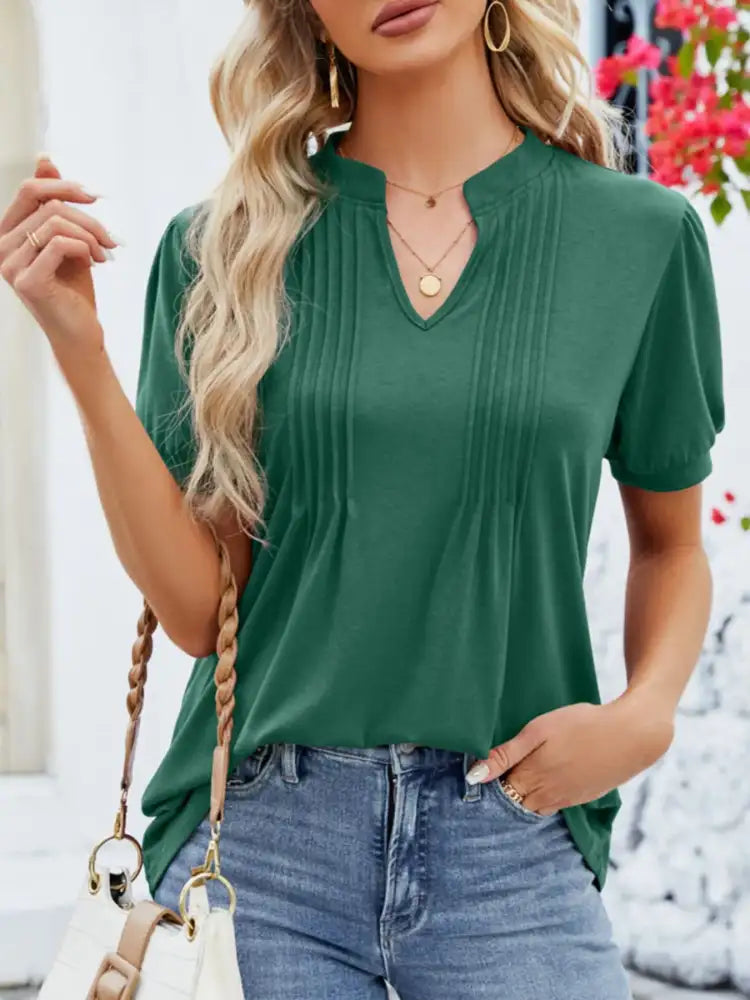 Notched Short Sleeve T-Shirt