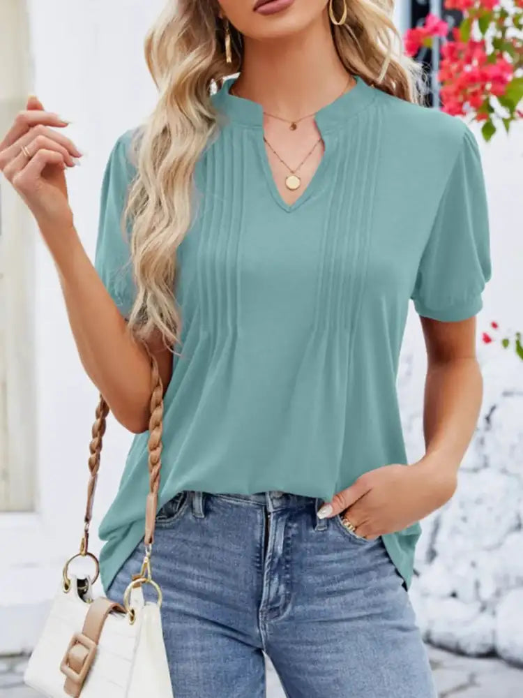 Notched Short Sleeve T-Shirt