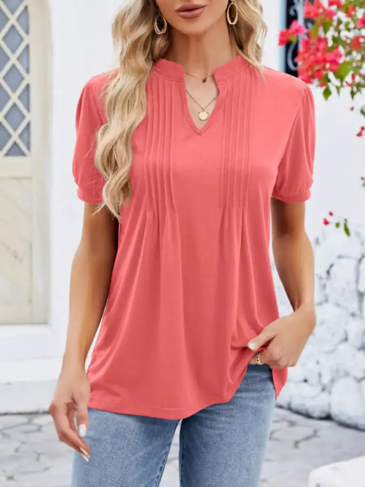 Notched Short Sleeve T-Shirt