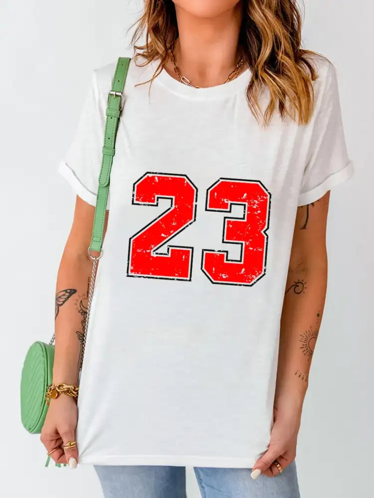 Number 23 Round Neck Casual T Shirt