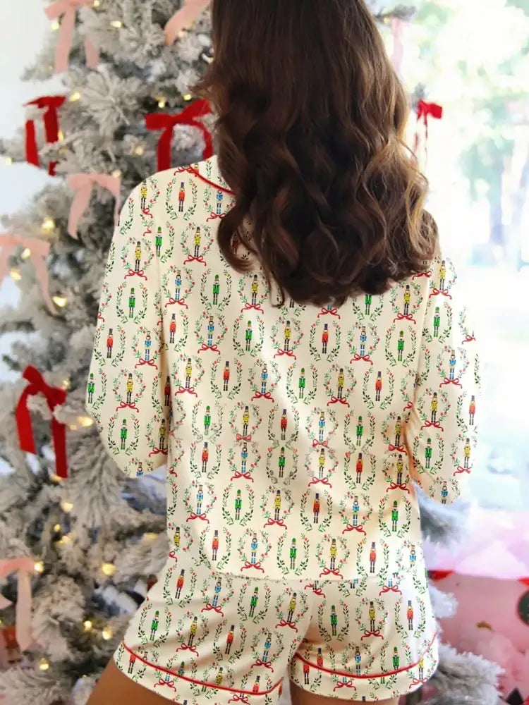 Two Piece Buttoned Pocketed Tie Waist Polyester Set for Women