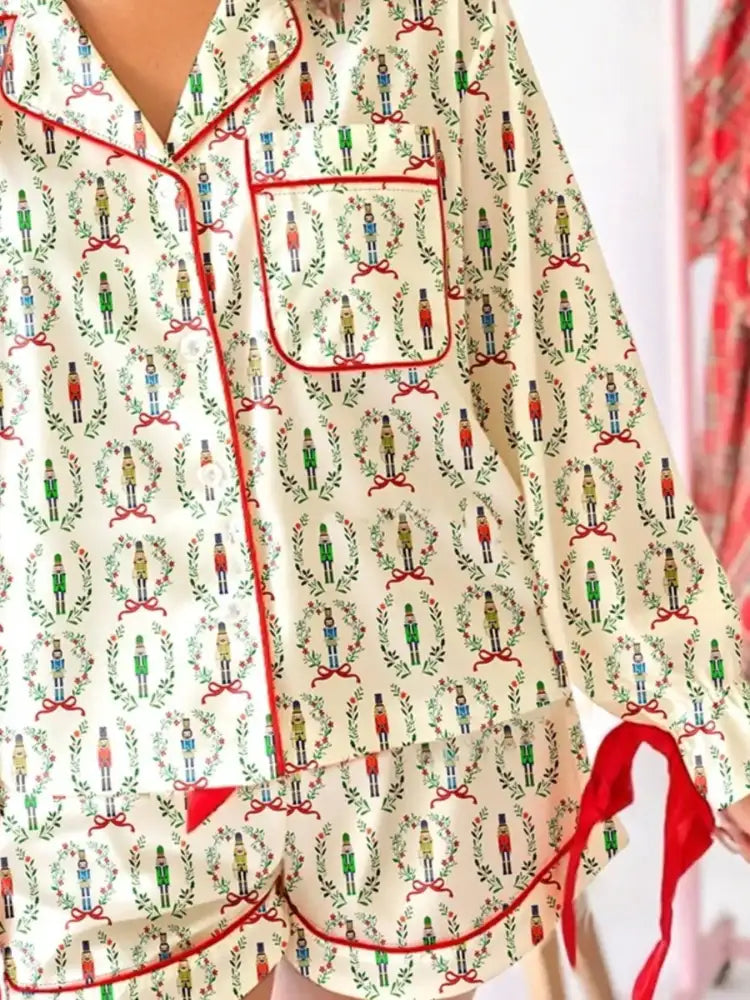 Two Piece Buttoned Pocketed Tie Waist Polyester Set for Women