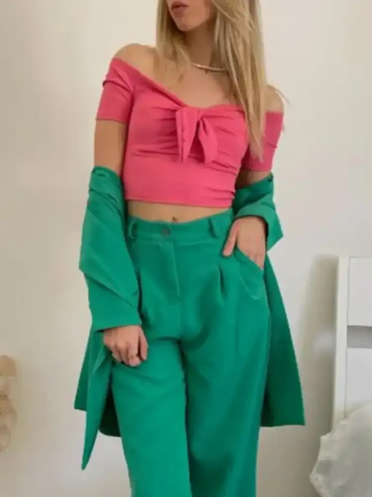 Off-Shoulder Bow-Tie Crop Top