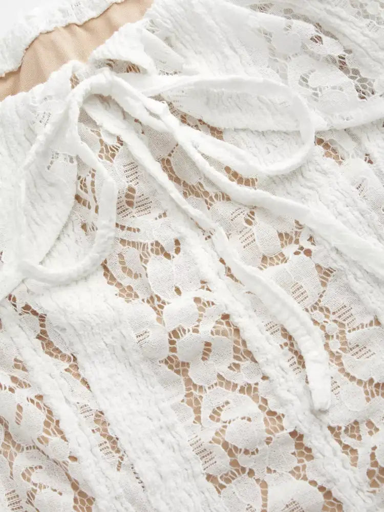 Off-Shoulder Lace Top with Bell Sleeves