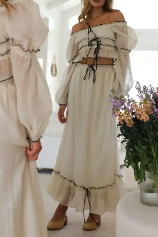Off-Shoulder Top and Skirt Set