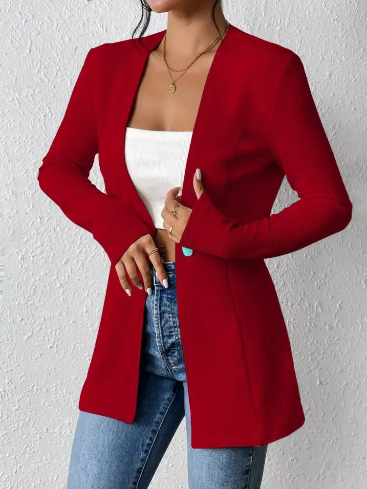 One Button Long Sleeve Blazer