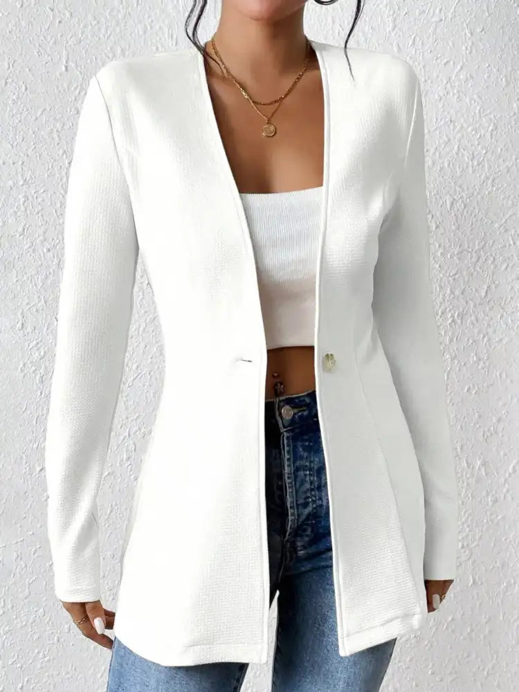 One Button Long Sleeve Blazer