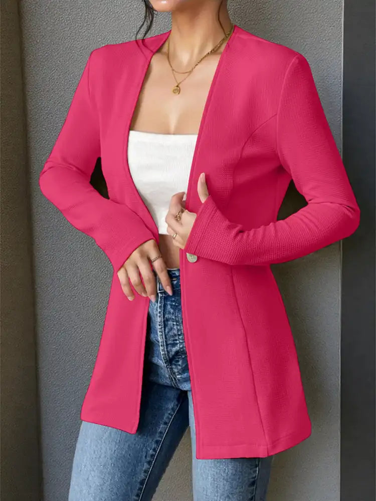 One Button Long Sleeve Blazer