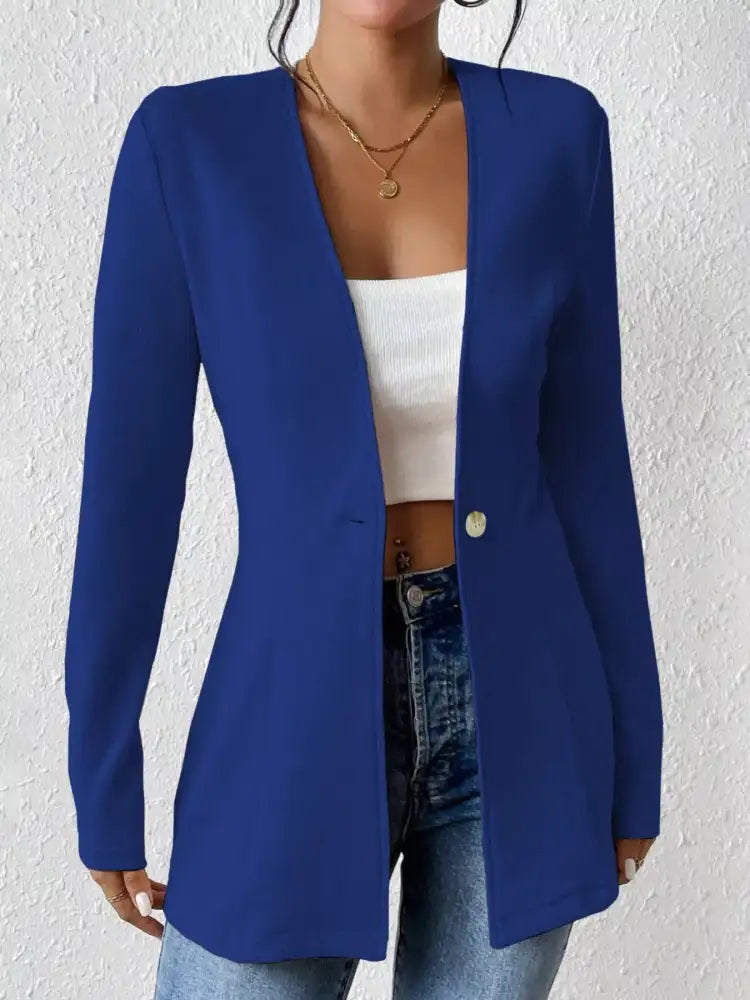One Button Long Sleeve Blazer