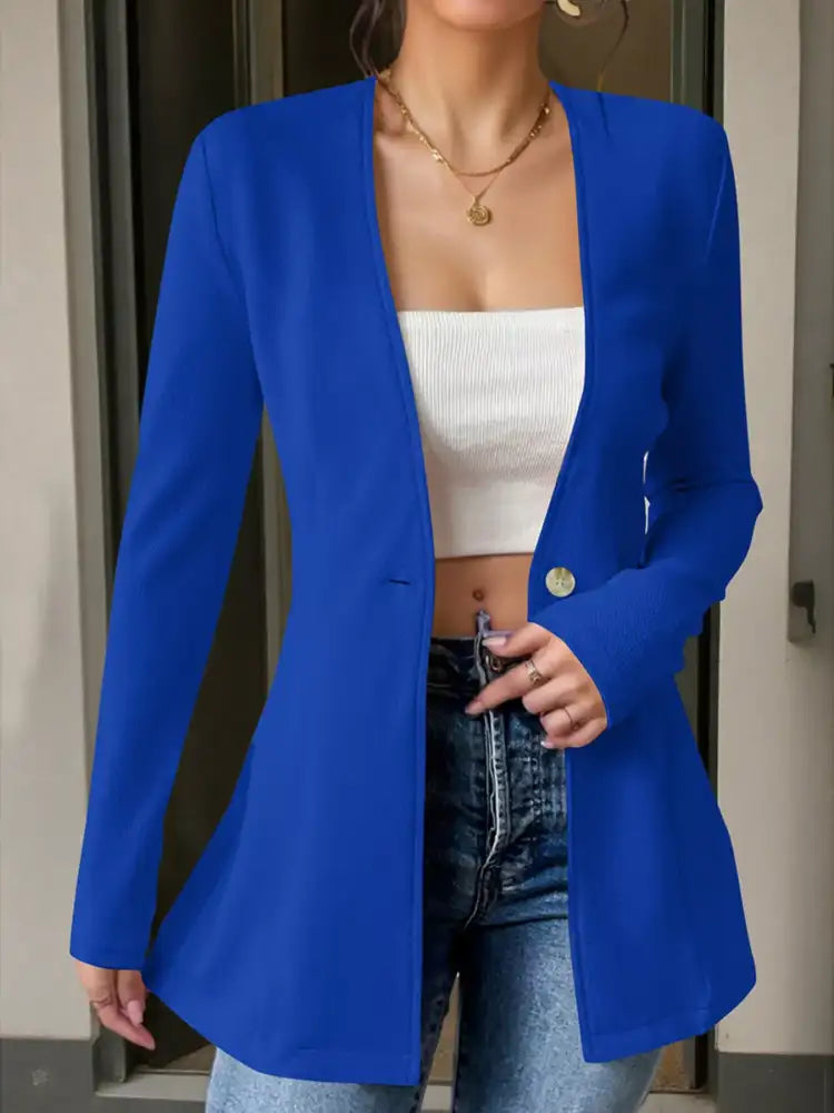 One Button Long Sleeve Blazer