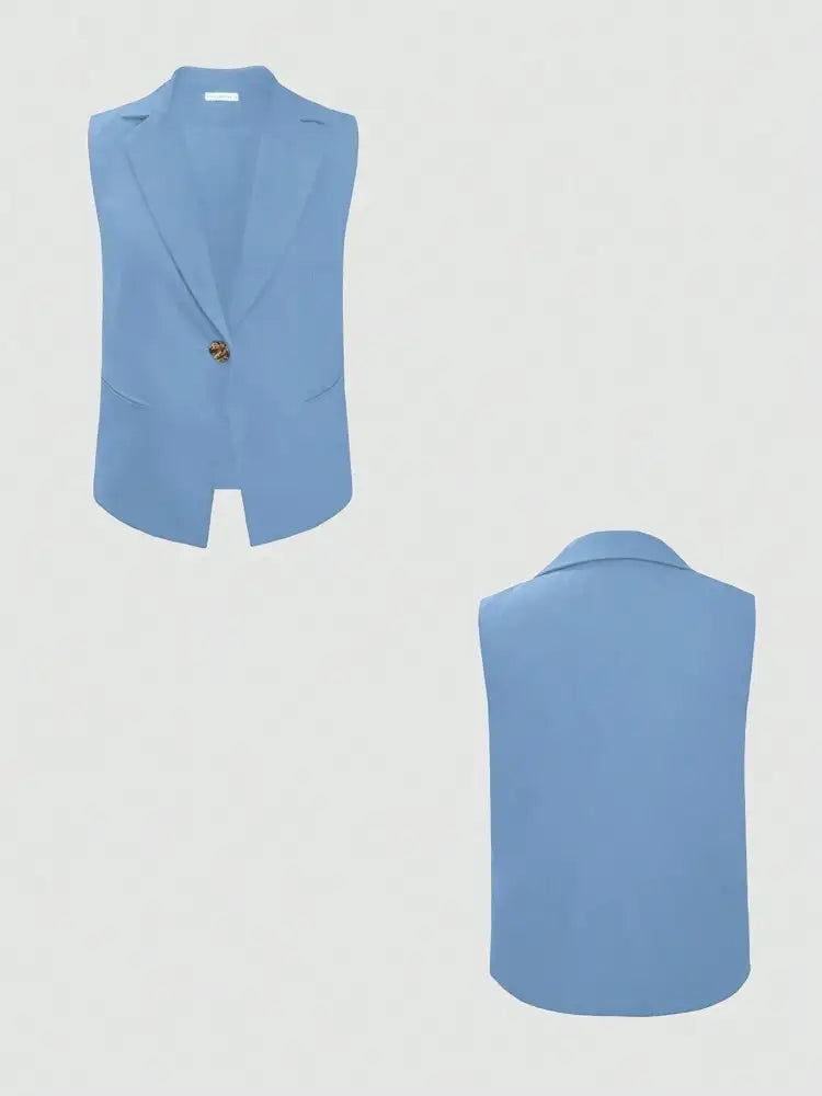 One Button Sleeveless Top and Pants Set