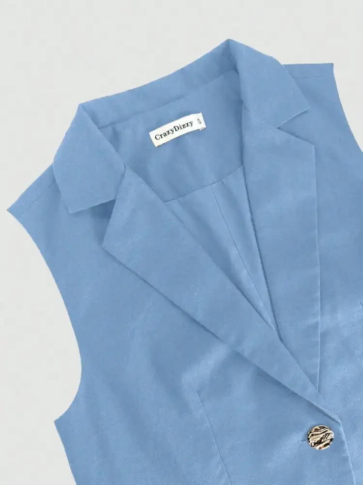 One Button Sleeveless Top and Pants Set