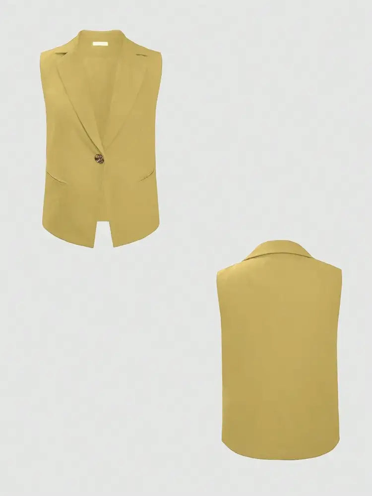 One Button Sleeveless Top and Pants Set