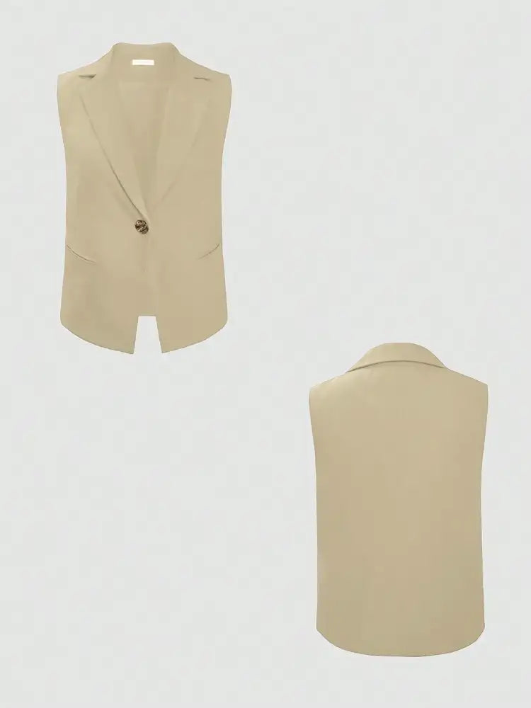 One Button Sleeveless Top and Pants Set