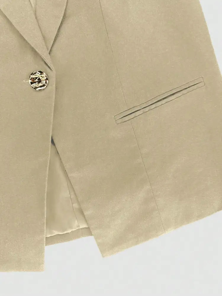 One Button Sleeveless Top and Pants Set