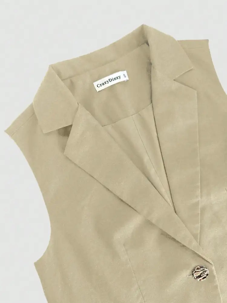 One Button Sleeveless Top and Pants Set