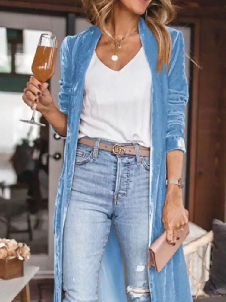 Open Front Long Sleeve Longline Cardigan