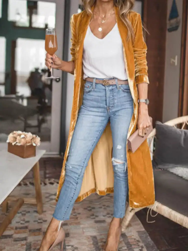 Open Front Long Sleeve Longline Cardigan