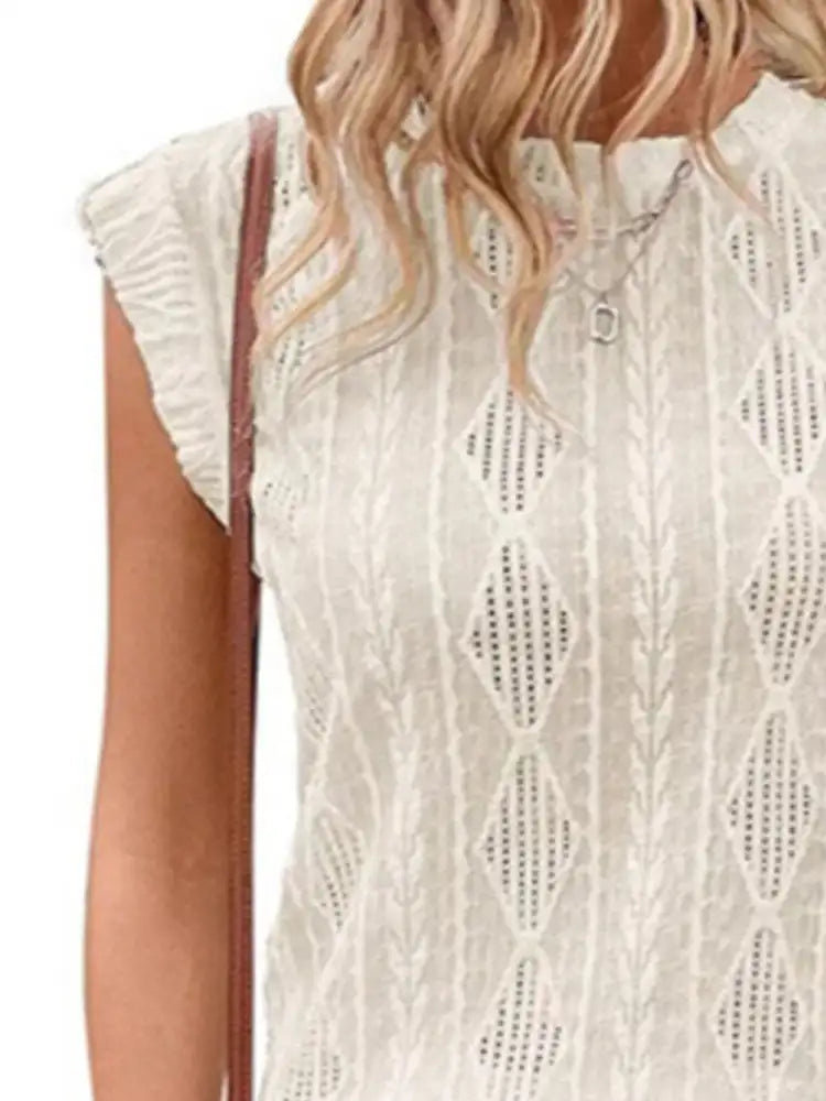 Openwork Round Neck Top