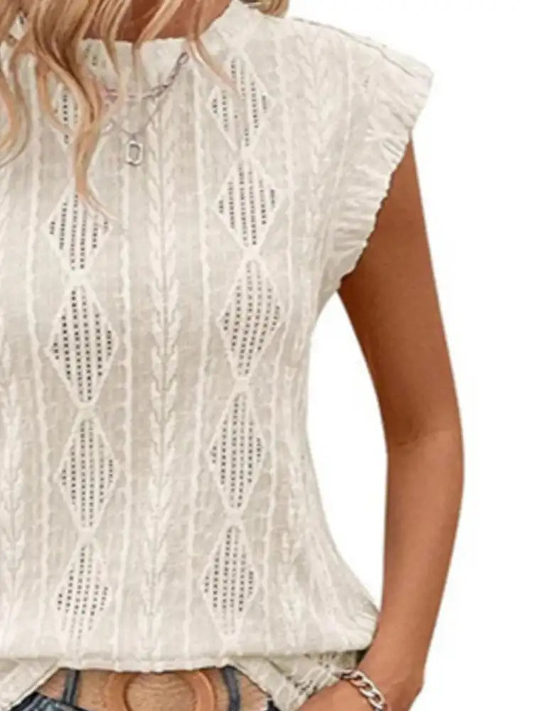 Openwork Round Neck Top