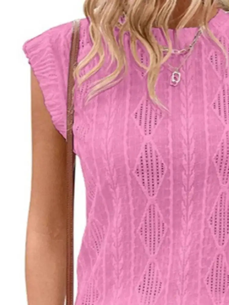 Openwork Round Neck Top