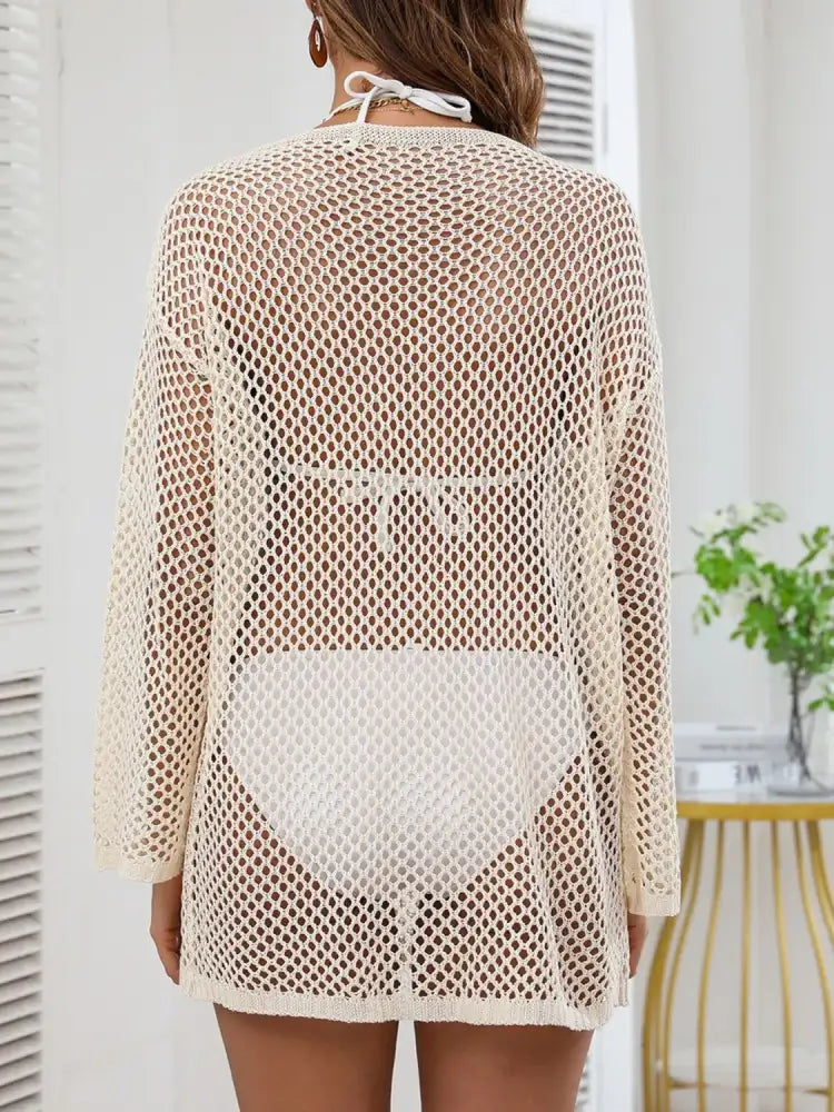 Openwork V-Neck Slit Cover-Up