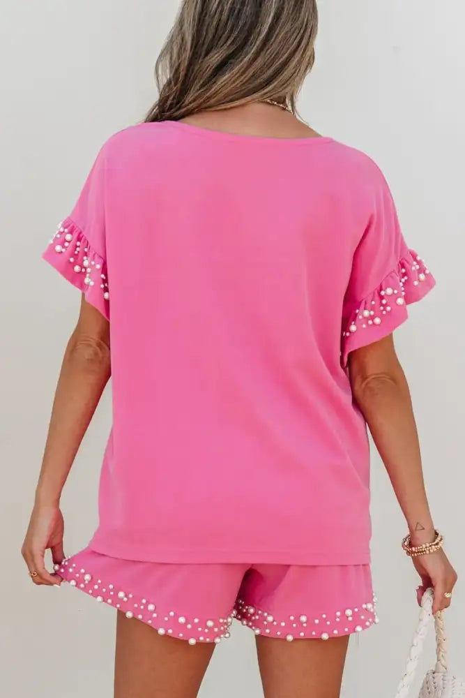 Pearl Embellished Top and Shorts Set