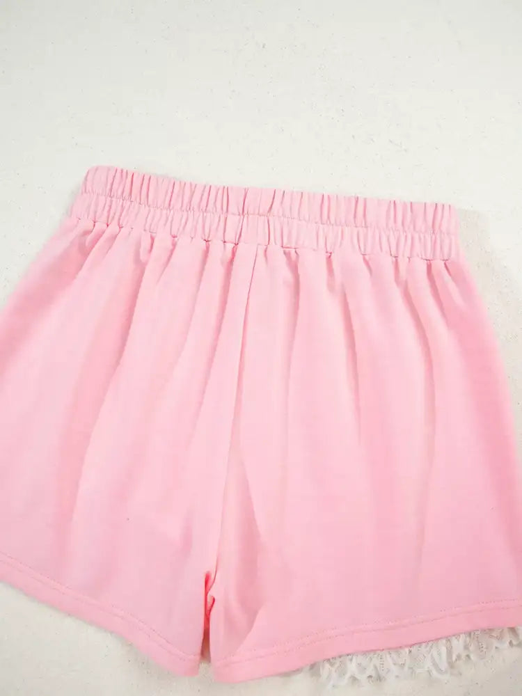 Peter Pan Lace Embellished Neck Sweatshirt and Skirt Two Piece Set