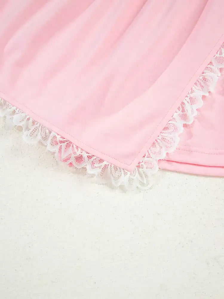 Peter Pan Lace Embellished Neck Sweatshirt and Skirt Two Piece Set