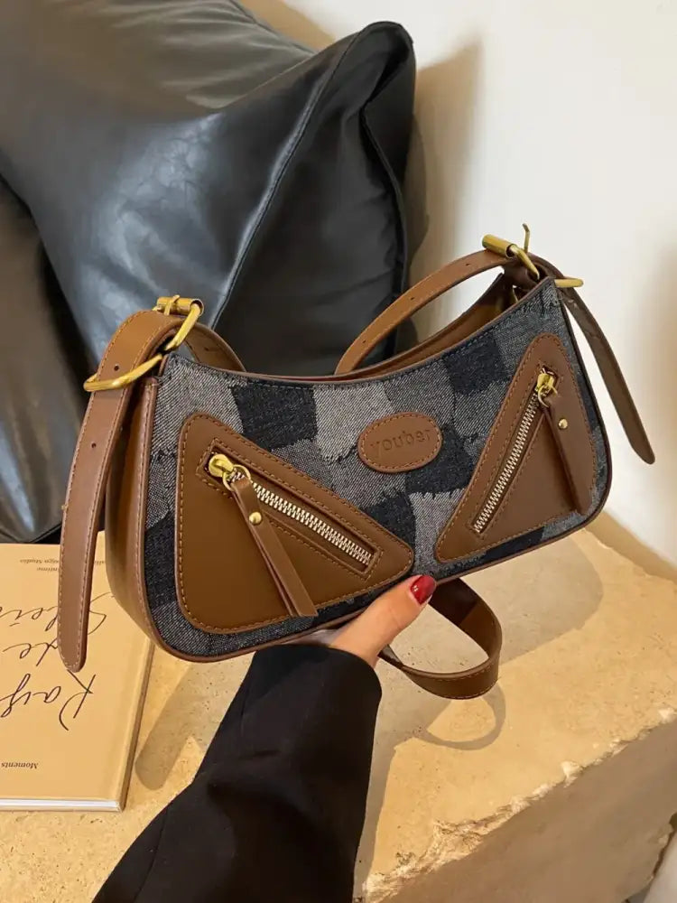 Plaid Adjustable Strap Shoulder Bag