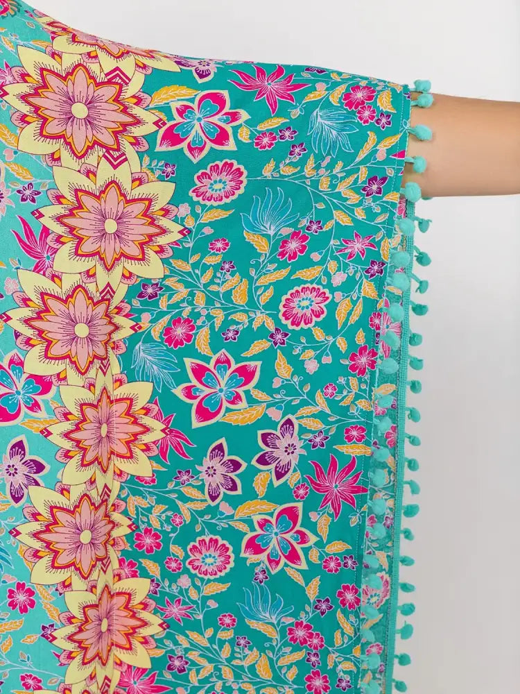 Plus Size Printed Open Front Cover-Up