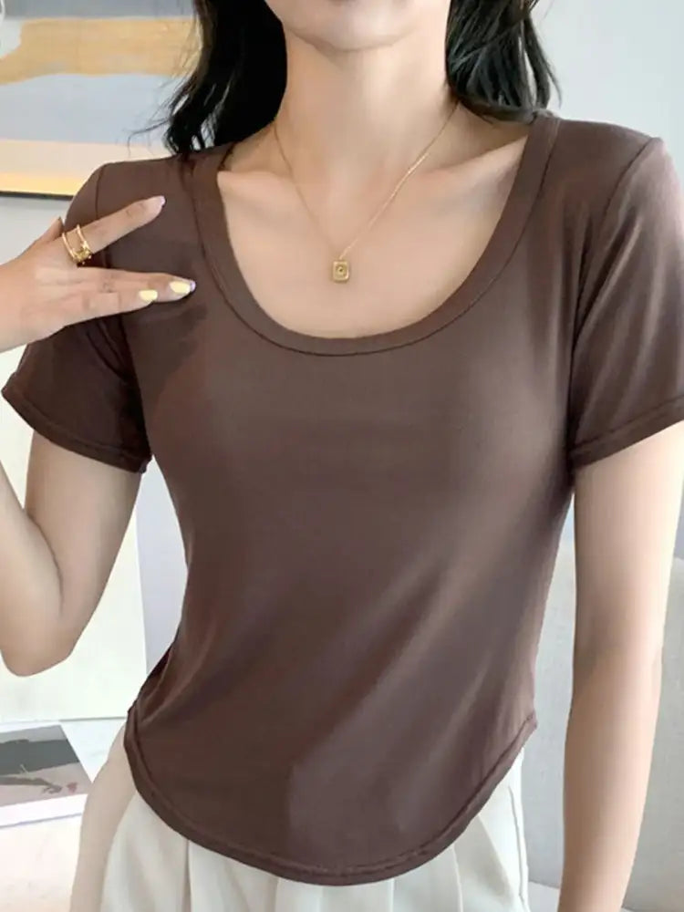 Plus Size Round Neck Short Sleeve T-Shirt